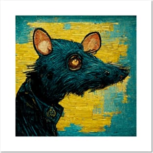 funny rat portrait van gogh style Posters and Art